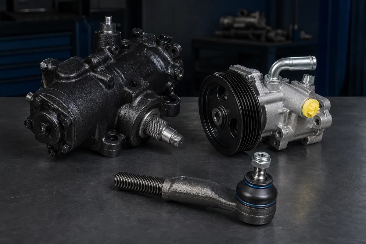 Caixa de direção, bomba hidráulica e terminal de direção para veículo diesel.