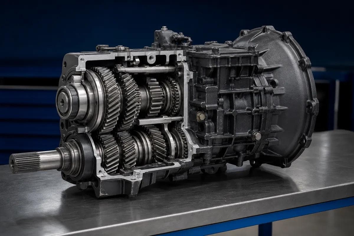 Caixa de câmbio/transmissão com engrenagens para veículo diesel.